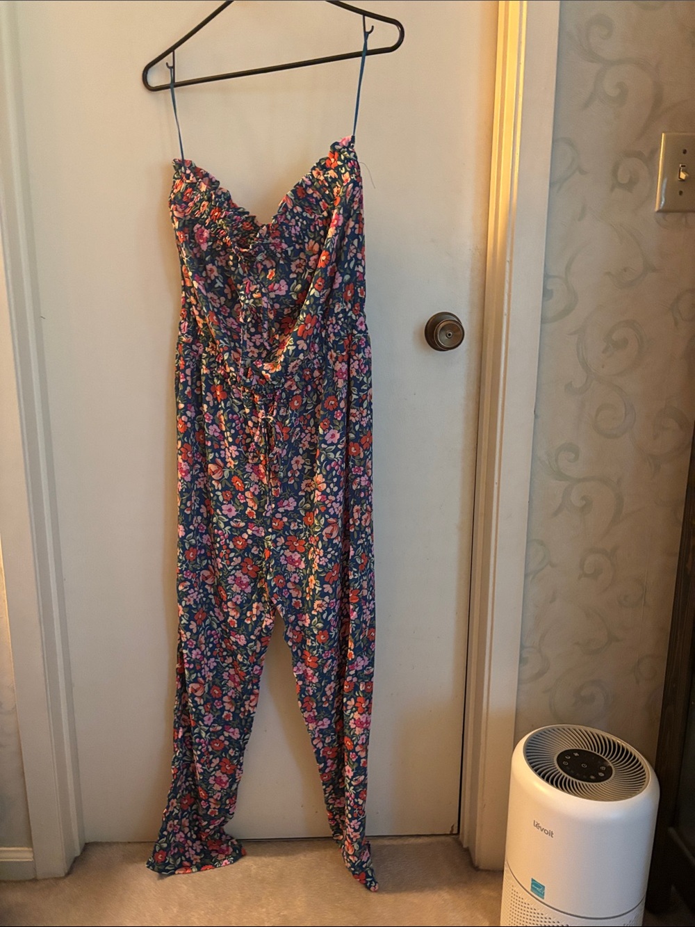 Floral strapless Jumpsuit with Drawstring Waist